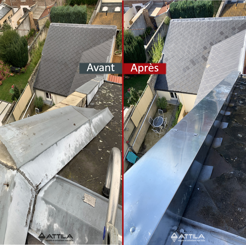 Couvre mur en zinc d’un toit traditionnel à Saint-Quentin