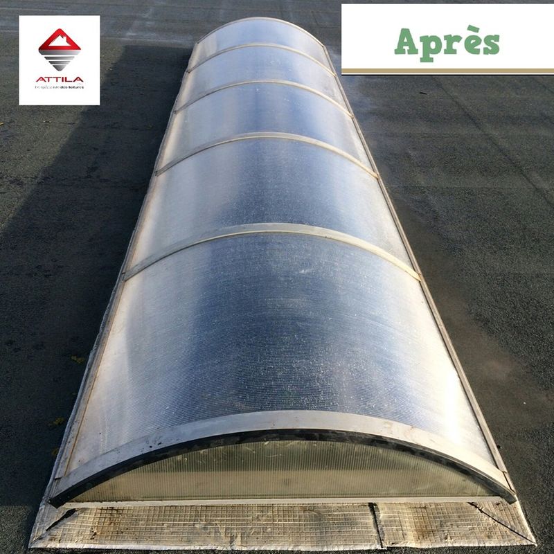Changement de translucides polycarbonates sur voute éclairante Apres ATTILA Sète Agde