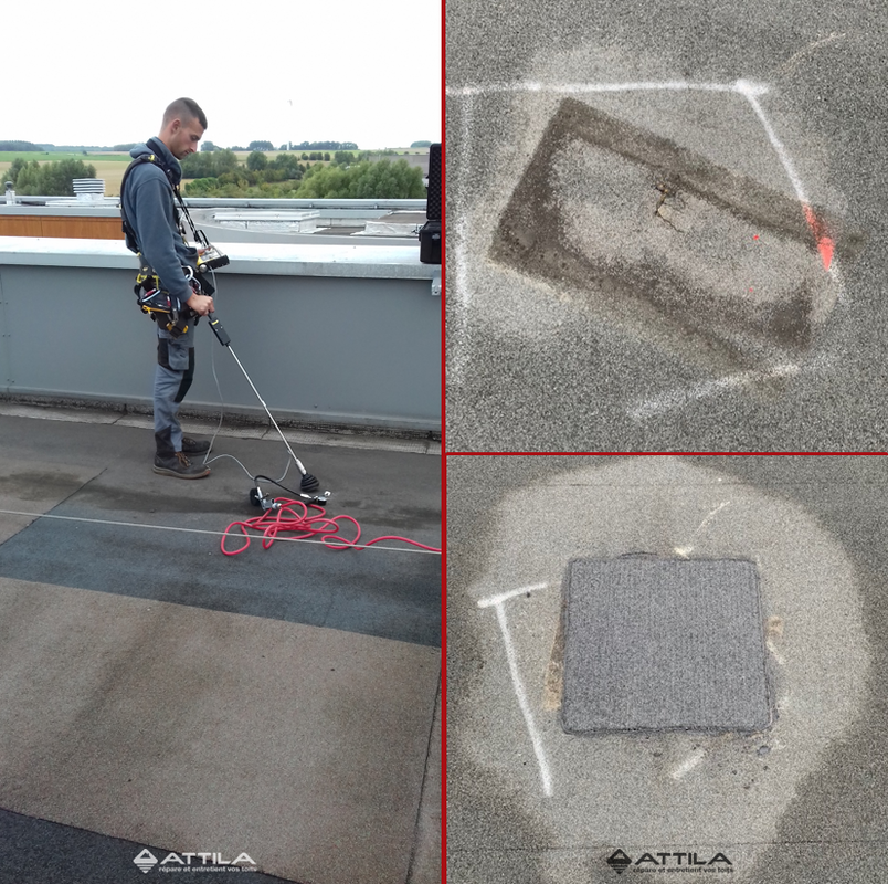 Recherche de fuites par gaz traceur sur toit terrasse