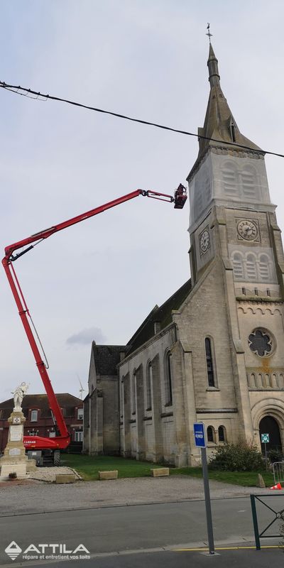 Pose de filets de protection avec la nacelle articulée