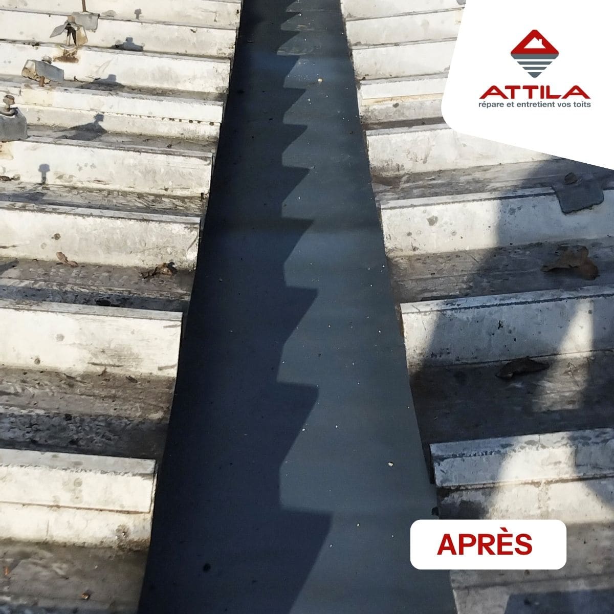 Voici le chemisage d'un chéneau après intervention