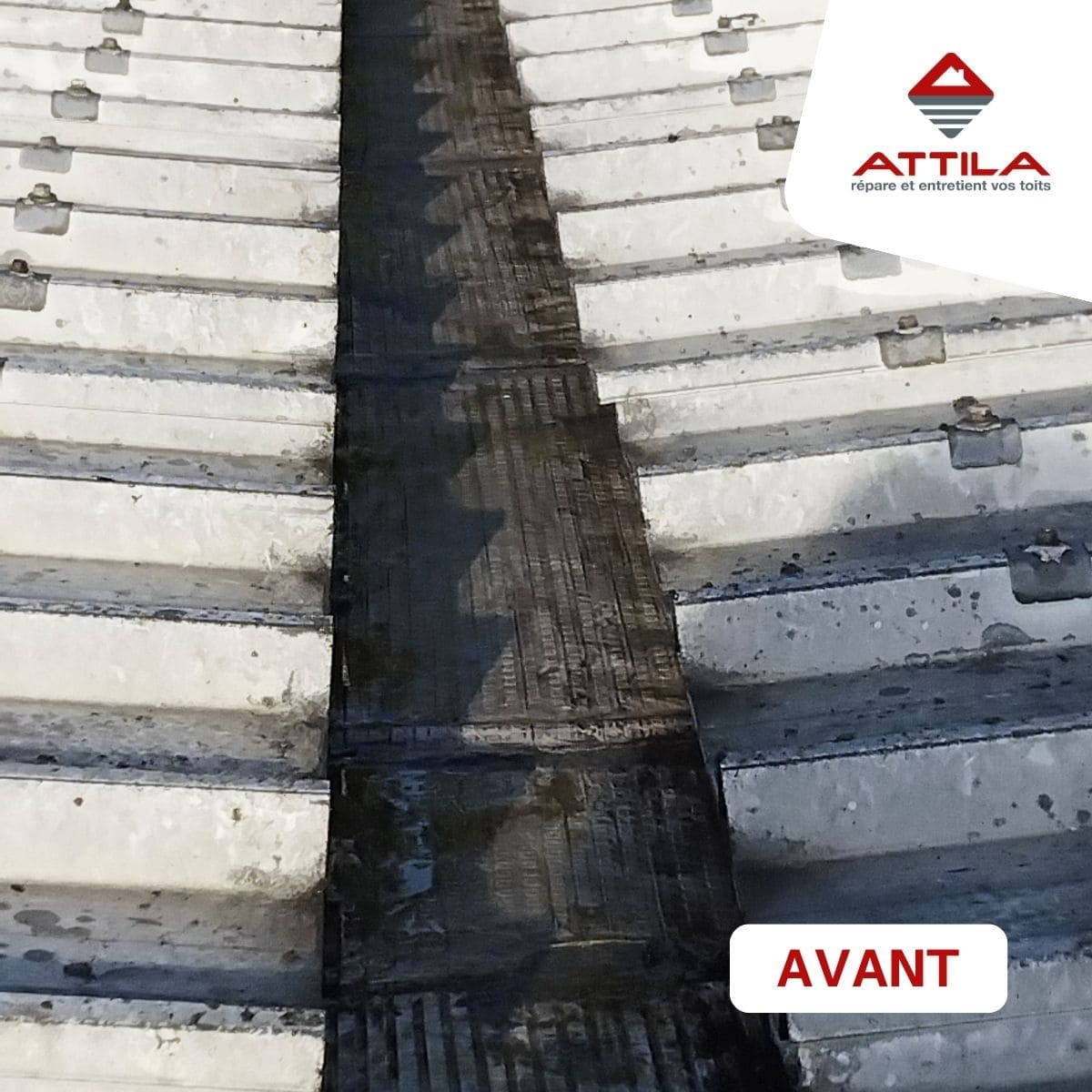 Voici le chéneau avant intervention