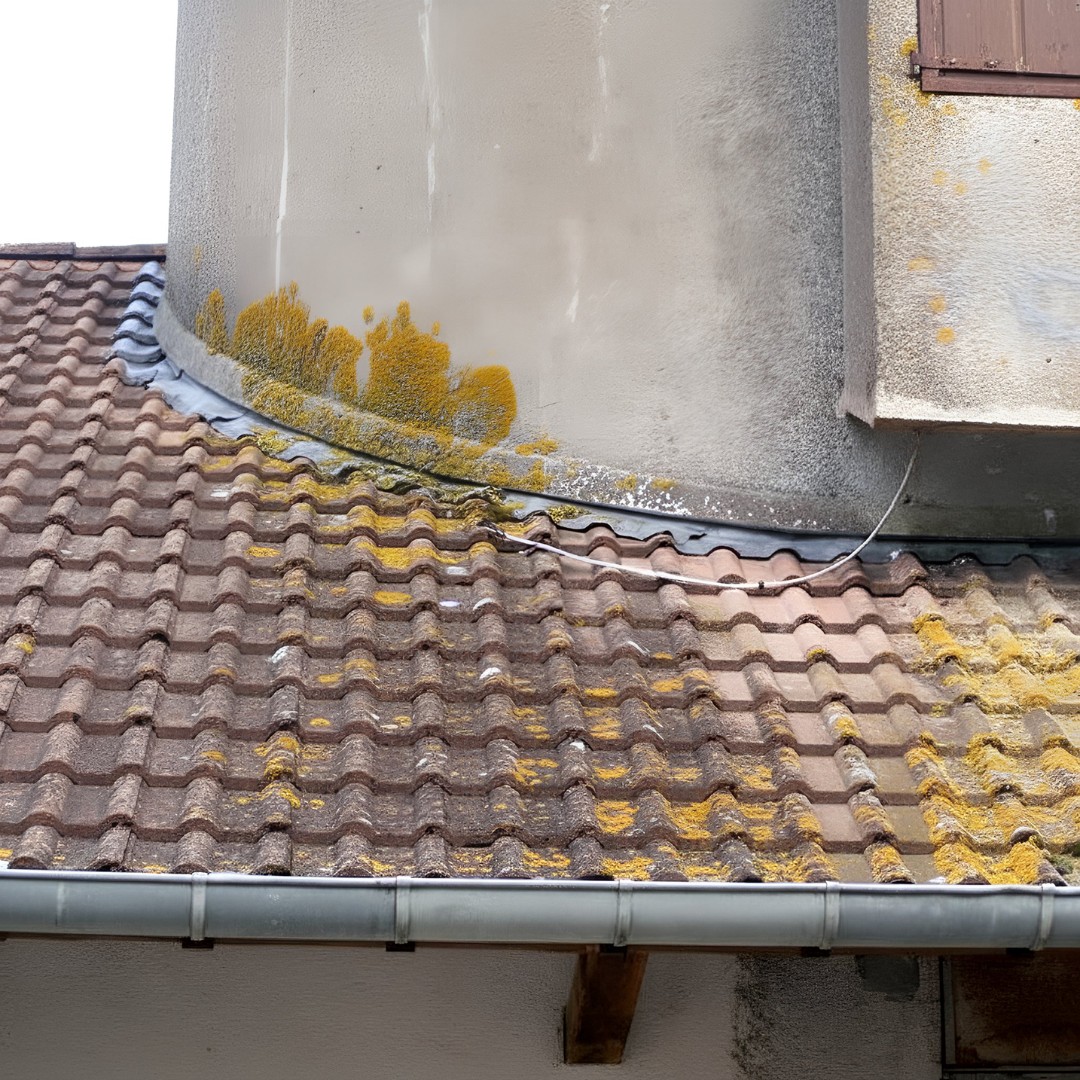 Lichen sur toiture en tuiles mécaniques